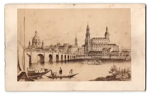 Fotografie E. Müller, Dresden, Ansicht Dresden, Blick über die Elbe zur Altstadt