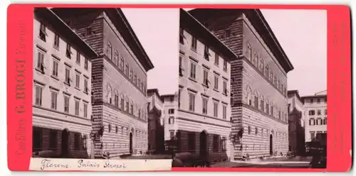 Stereo-Fotografie G. Brogi, Firenze, Ansicht Florenz, Palazzo Strozzi