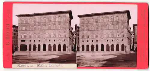 Stereo-Fotografie G. Brogi, Firenze, Ansicht Florenz, Palazzo Fenzi