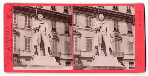 Stereo-Fotografie G. Brogi, Firenze, Ansicht Torino, Monumento a Vincenzo Gioberti