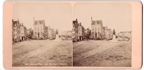 Stereo-Fotografie Fotograf unbekannt, Ansicht Bruges, Place Jean Van Eyck