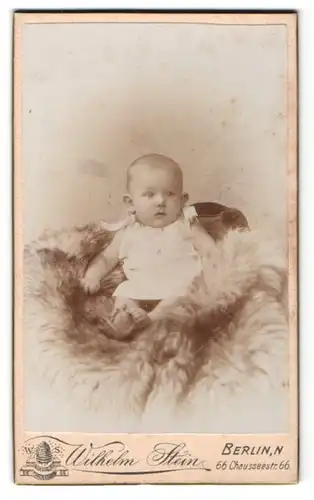 Fotografie Wilhelm Stein, Berlin, Junges Kind in Kleid sitzend