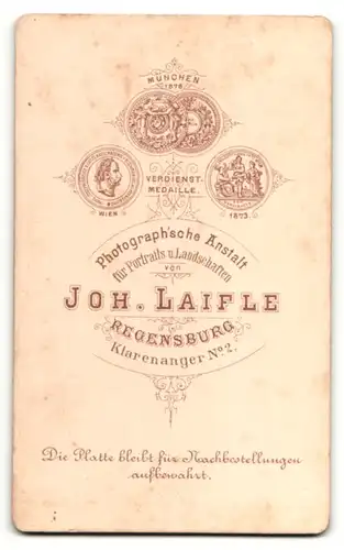 Fotografie Joh. Laifle, Regensburg, Portrait stattlicher Herr mit Schnurrbart
