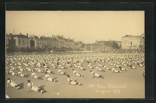 AK Angers, 35. Fete Fédérale 1909, Eröffnungsfeier des Turnfestes