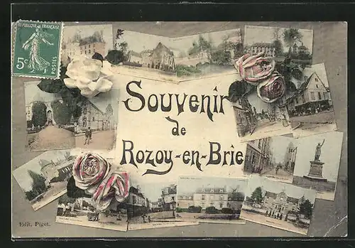 AK Rozoy-en-Brie, Ortsimpressionen, Souvenir de...