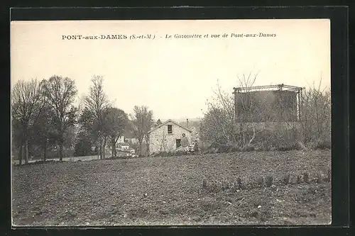 AK Pont-aux-Dames, Le Gazomètre et vue de Pont-aux-Dames