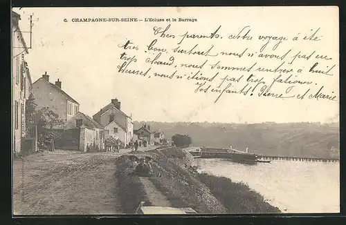 AK Champagne-sur-Seine, L`Ecluse et le Barrage