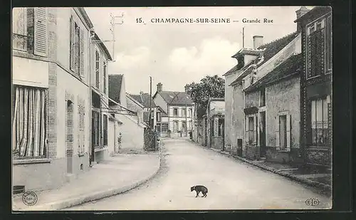 AK Champagne-sur-Seine, Grande Rue, Strassenpartie