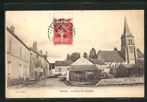 AK Marles, La Rue de l`Eglise, Strassenpartie