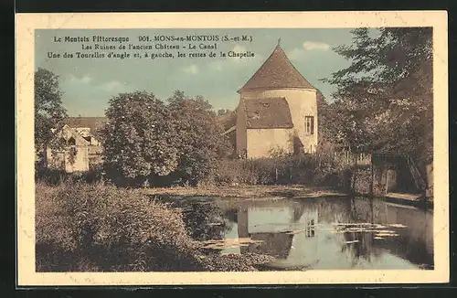 AK Mons-en-Montois, Les Ruines de l'ancien Chateau