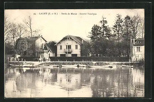 AK Lagny, Bords de Marne, Société Nautique