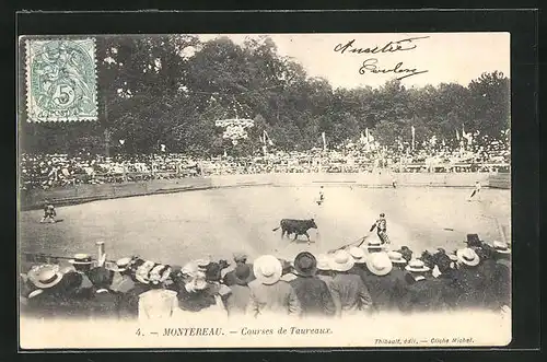 AK Montereau, Courses de Taureaux, beim Stierkampf