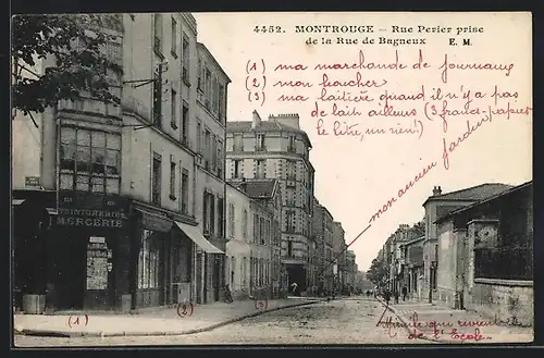 AK Montrouge, Rue Perier prise de la Rue de Bagneux