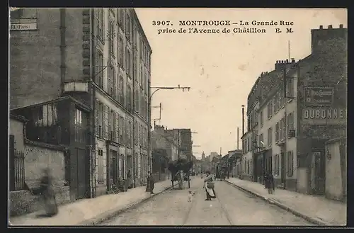 AK Montrouge, La Grande Rue prise de l`Avenue de Chatillon
