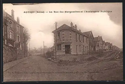 AK Antony, La Rue des Marguerites et l'Assistance Publique
