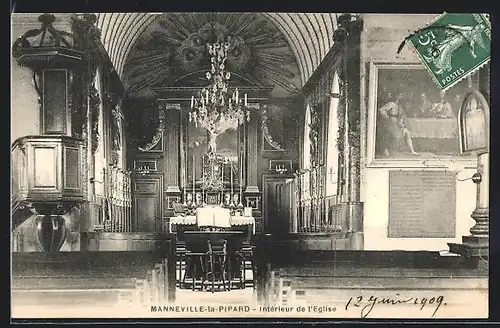 AK Manneville-la-Pipard, Intérieur de l`Eglise
