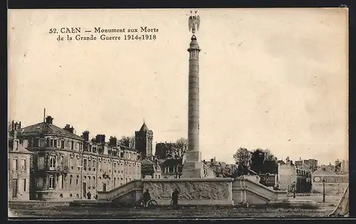 AK Caen, Monument aux Morts de la Grande Guerre 1914-1918