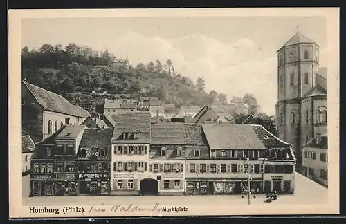 AK Homburg / Pfalz, Marktplatz mit Restaurant Bismarck