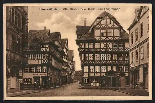 AK Hann.-Münden, Alte Häuser Ecke Markt- und Langestrasse