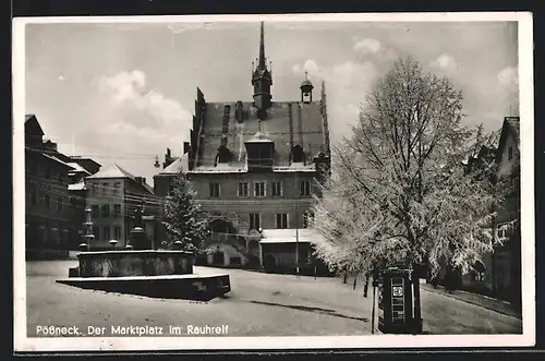 AK Pössneck, Der Marktplatz im Rauhreif