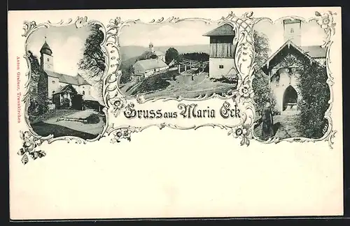 AK Maria Eck, Ortsansicht mit Kirche