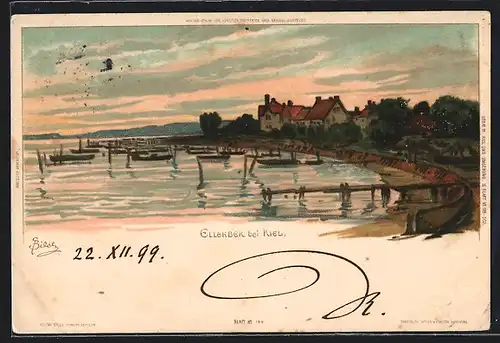 Künstler-AK Carl Biese: Ellerbek bei Kiel, Abendsonne über dem Meer