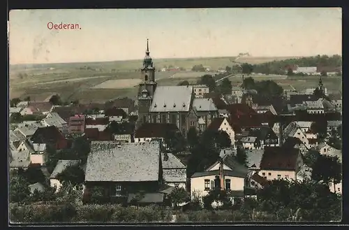 AK Oederan, Ortsansicht mit Kirche