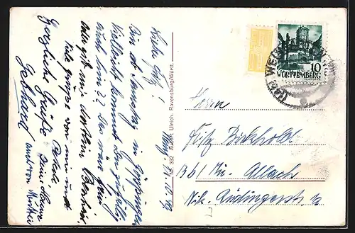 AK Weingarten /Württbg., Ortsansicht mit Abtei