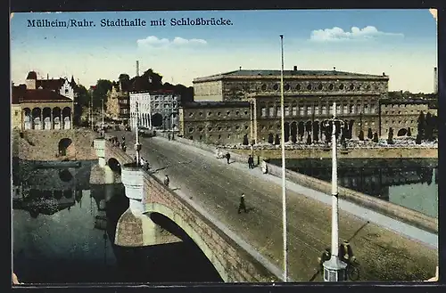 AK Mülheim /Ruhr, Stadthalle mit Schlossbrücke