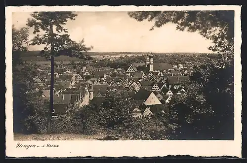 AK Giengen, Panorama vom Hügel aus