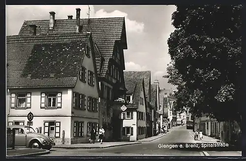 AK Giengen a. Br., Blick in die Spitalstrasse