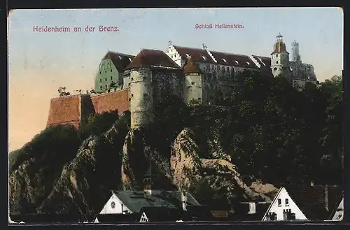 AK Heidenheim a. Br., Blick zum Schloss Hellenstein