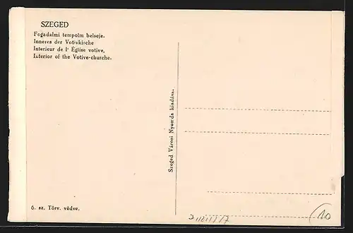 AK Szeged, Inneres der Votivkirche