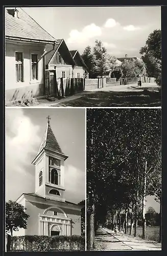 AK Tápióság, Kirche, Strassenpartie mit Wohnhäusern