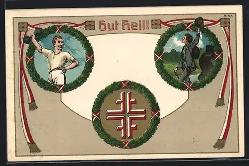 Künstler-AK Gut Heil, Turnen