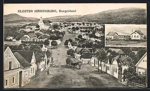 AK Marienburg / Burgenland, Ortsansicht mit Kloster Marienburg und Bahnhof