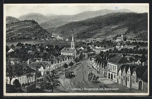 AK Liebing, Ortsansicht mit Kirche, Blick nach Rattersdorf
