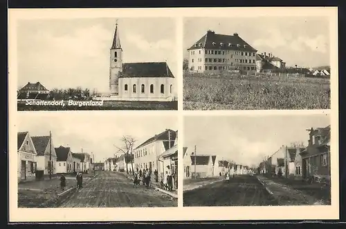 AK Schattendorf, Kirche und Strassenpartie