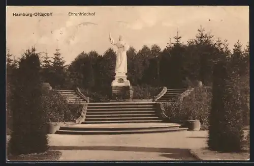 AK Hamburg-Ohlsdorf, Denkmal auf dem Ehrenfriedhof