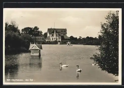 AK Bad Oeynhausen, Partie am Siel, Blick zum Sielrestaurant