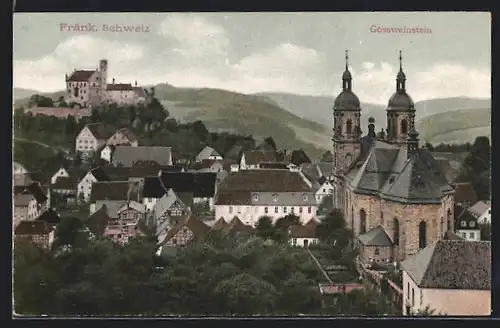 AK Gössweinstein / Fränk. Schweiz, Teilansicht mit Kirche und Schloss