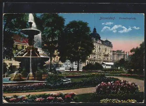 AK Düsseldorf, Brunnen auf dem Corneliusplatz