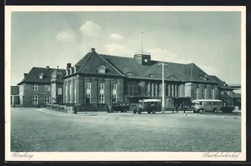 AK Flensburg, Partie am Reichsbahnhof