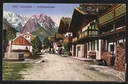 AK Garmisch, Häuser an der Frühlingsstrasse