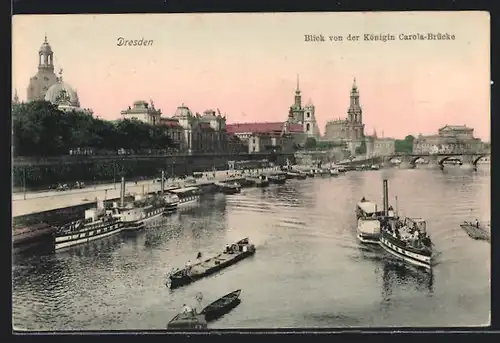 AK Dresden, Blick von der Königin Carola-Brücke