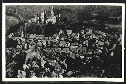 AK Braunfels a. Lahn, Generalansicht mit der Burg vom Flugzeug aus