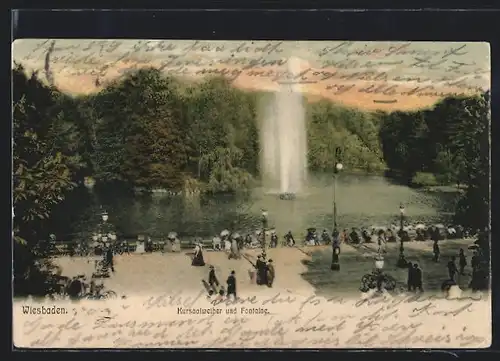 AK Wiesbaden, Kursaalweiher und Fontaine