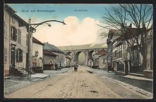 AK Kneuttingen, Grossstrasse mit Brücke