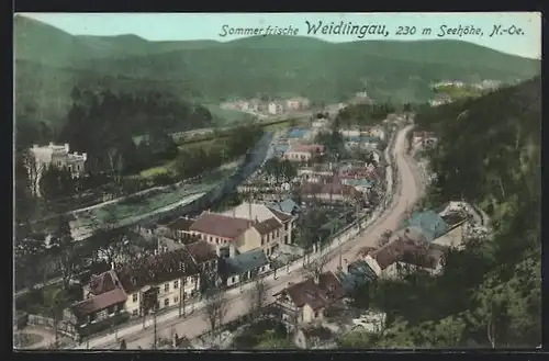 AK Wien-Weidlingau, Ortsansicht aus der Vogelschau