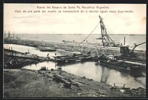 AK Rosario de Santa Fe, Puerto, Vista de una parte del muelle de mamposteria en la seccion aguas abajo Exportacion